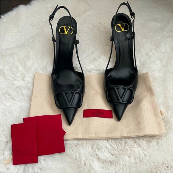 Valentino Black VLOGO SIGNATURE CALFSKIN SLINGBACK PUMP 80 MM / 3.15 IN- Size 40 - Picture 12 of 12